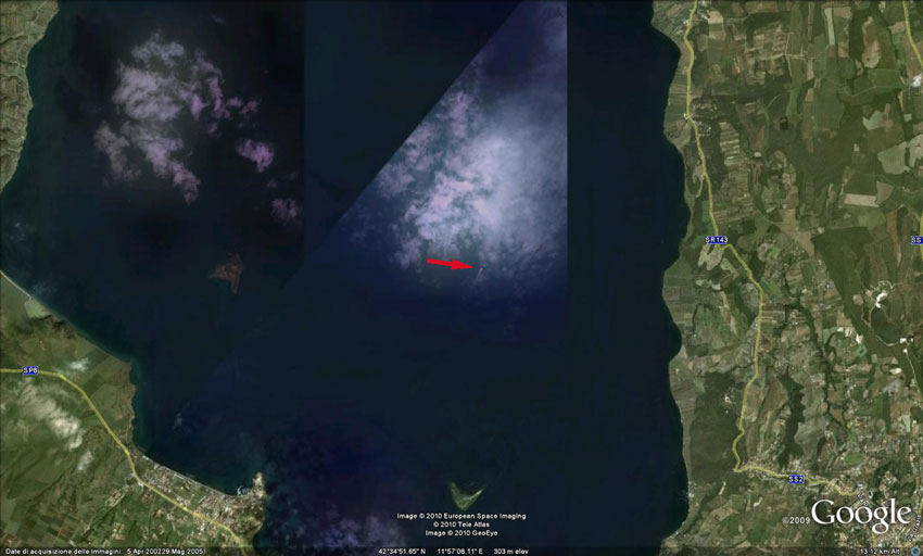 Il punto del lago in cui operava l'aereo